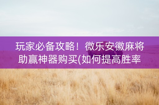玩家必备攻略！微乐安徽麻将助赢神器购买(如何提高胜率)