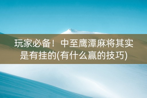 玩家必备！中至鹰潭麻将其实是有挂的(有什么赢的技巧)