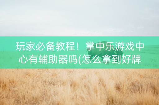 玩家必备教程！掌中乐游戏中心有辅助器吗(怎么拿到好牌)