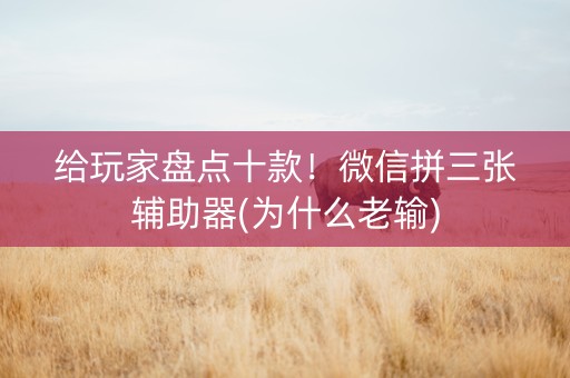 给玩家盘点十款！微信拼三张辅助器(为什么老输)