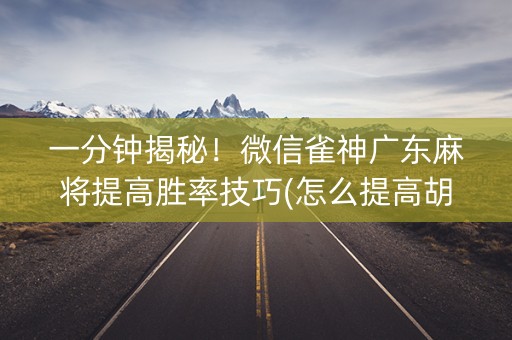 一分钟揭秘！微信雀神广东麻将提高胜率技巧(怎么提高胡牌率)