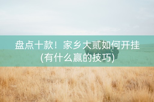 盘点十款！家乡大贰如何开挂(有什么赢的技巧)