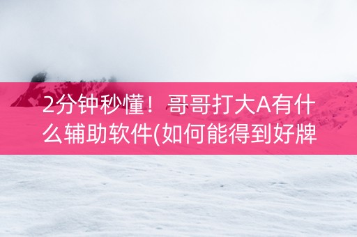 2分钟秒懂！哥哥打大A有什么辅助软件(如何能得到好牌)