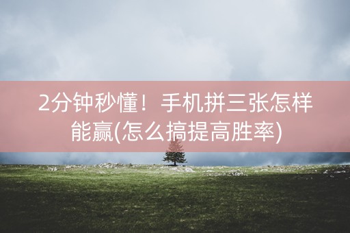 2分钟秒懂！手机拼三张怎样能赢(怎么搞提高胜率)