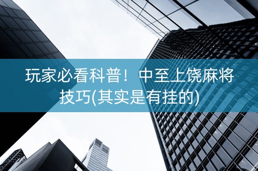 玩家必看科普！中至上饶麻将技巧(其实是有挂的)