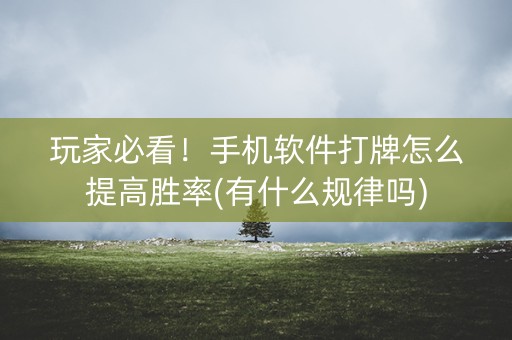 玩家必看！手机软件打牌怎么提高胜率(有什么规律吗)