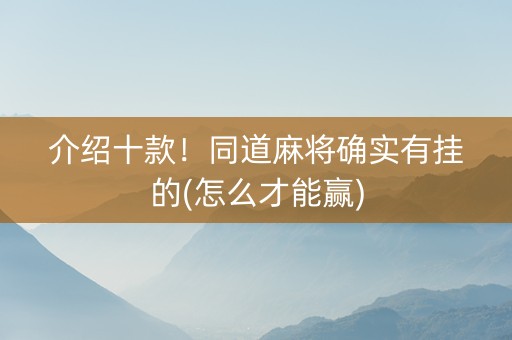 介绍十款！同道麻将确实有挂的(怎么才能赢)