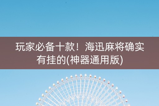 玩家必备十款！海迅麻将确实有挂的(神器通用版)