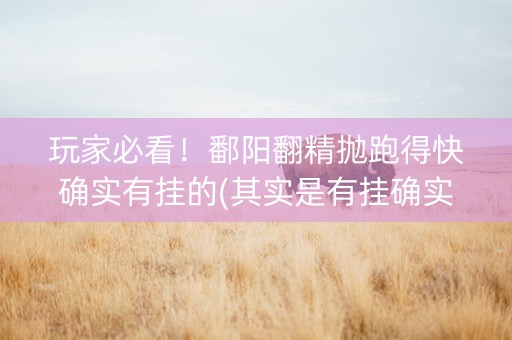 玩家必看！鄱阳翻精抛跑得快确实有挂的(其实是有挂确实有挂)