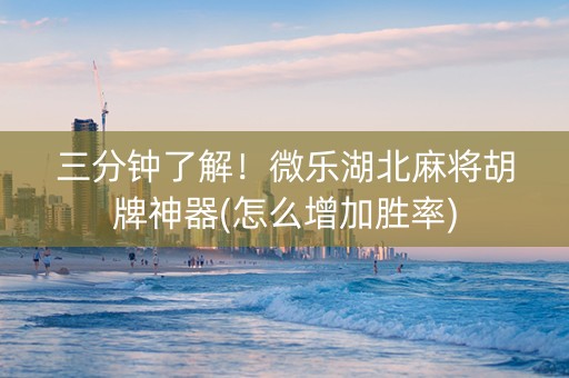 三分钟了解！微乐湖北麻将胡牌神器(怎么增加胜率)