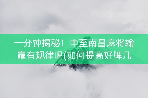 一分钟揭秘！中至南昌麻将输赢有规律吗(如何提高好牌几率)