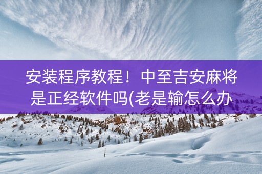 安装程序教程！中至吉安麻将是正经软件吗(老是输怎么办)