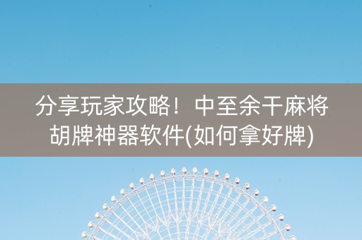 分享玩家攻略！中至余干麻将胡牌神器软件(如何拿好牌)