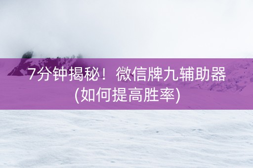 7分钟揭秘！微信牌九辅助器(如何提高胜率)
