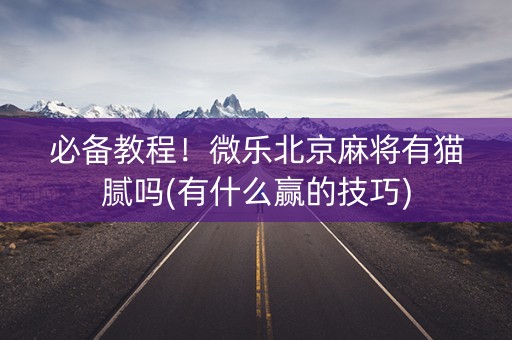 必备教程！微乐北京麻将有猫腻吗(有什么赢的技巧)