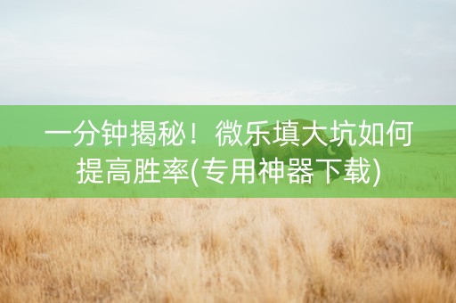 一分钟揭秘！微乐填大坑如何提高胜率(专用神器下载)