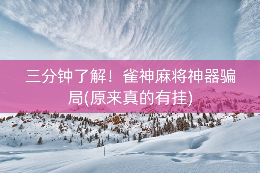 三分钟了解！雀神麻将神器骗局(原来真的有挂)