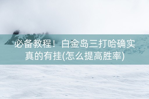 必备教程！白金岛三打哈确实真的有挂(怎么提高胜率)