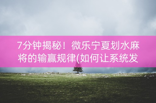 7分钟揭秘！微乐宁夏划水麻将的输赢规律(如何让系统发好牌)