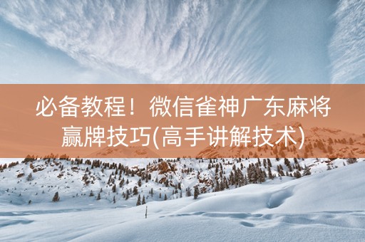 必备教程！微信雀神广东麻将赢牌技巧(高手讲解技术)