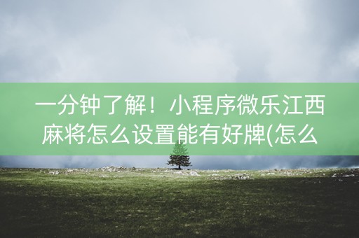 一分钟了解！小程序微乐江西麻将怎么设置能有好牌(怎么只赢不输)