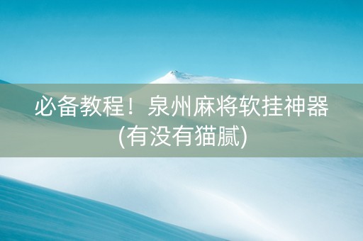 必备教程！泉州麻将软挂神器(有没有猫腻)