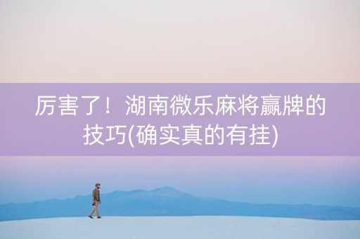 厉害了！湖南微乐麻将赢牌的技巧(确实真的有挂)