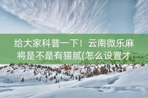 给大家科普一下！云南微乐麻将是不是有猫腻(怎么设置才能赢)