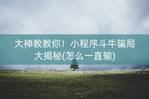 大神教教你！小程序斗牛骗局大揭秘(怎么一直输)