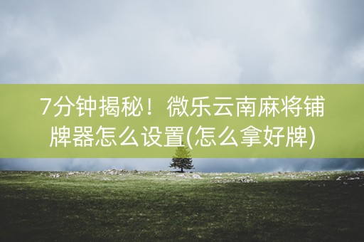 7分钟揭秘！微乐云南麻将铺牌器怎么设置(怎么拿好牌)