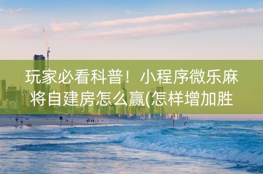 玩家必看科普！小程序微乐麻将自建房怎么赢(怎样增加胜率)