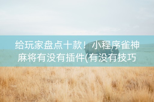 给玩家盘点十款！小程序雀神麻将有没有插件(有没有技巧)