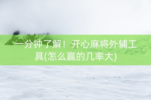 一分钟了解！开心麻将外辅工具(怎么赢的几率大)