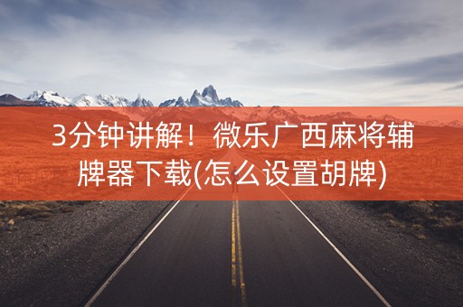 3分钟讲解！微乐广西麻将辅牌器下载(怎么设置胡牌)