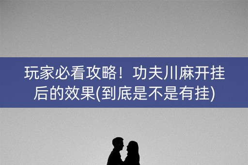 玩家必看攻略！功夫川麻开挂后的效果(到底是不是有挂)
