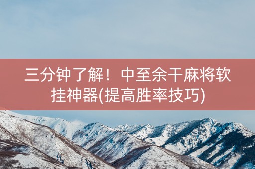 三分钟了解！中至余干麻将软挂神器(提高胜率技巧)