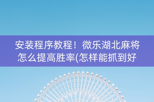 安装程序教程！微乐湖北麻将怎么提高胜率(怎样能抓到好牌)