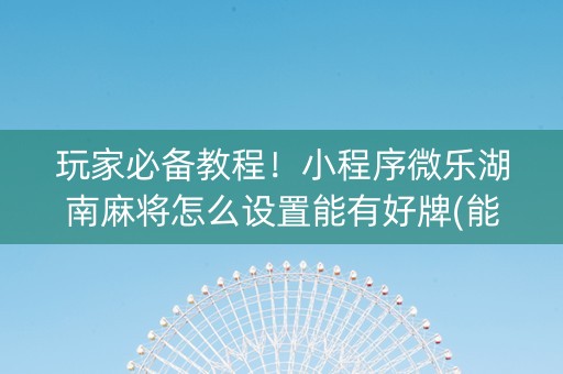 玩家必备教程！小程序微乐湖南麻将怎么设置能有好牌(能设置输赢吗)