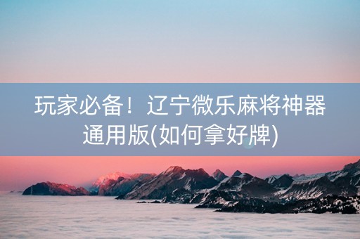 玩家必备！辽宁微乐麻将神器通用版(如何拿好牌)
