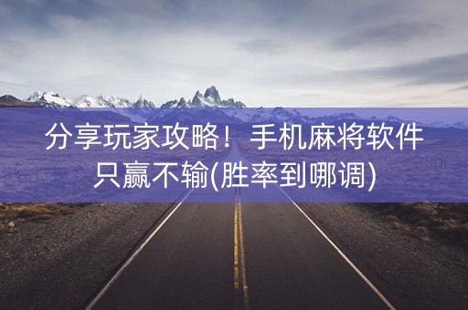 分享玩家攻略！手机麻将软件只赢不输(胜率到哪调)