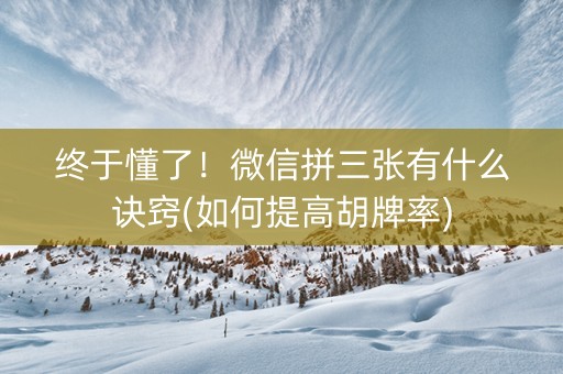 终于懂了！微信拼三张有什么诀窍(如何提高胡牌率)