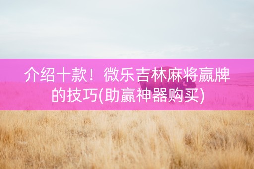 介绍十款！微乐吉林麻将赢牌的技巧(助赢神器购买)
