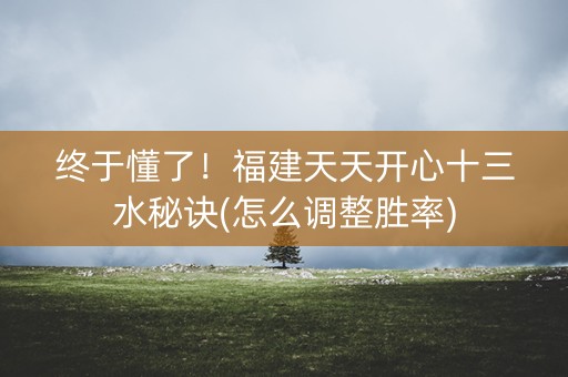终于懂了！福建天天开心十三水秘诀(怎么调整胜率)