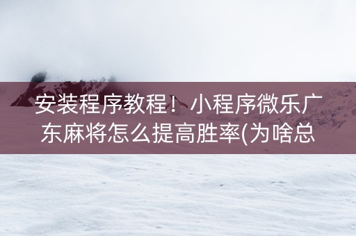 安装程序教程！小程序微乐广东麻将怎么提高胜率(为啥总是输)