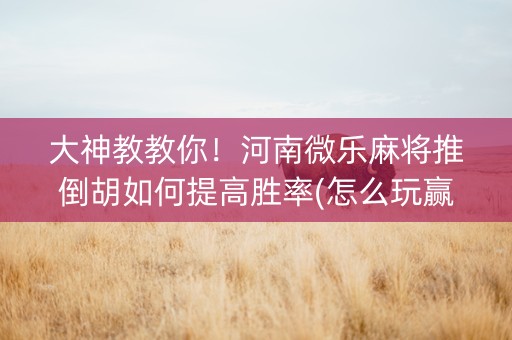 大神教教你！河南微乐麻将推倒胡如何提高胜率(怎么玩赢几率大)