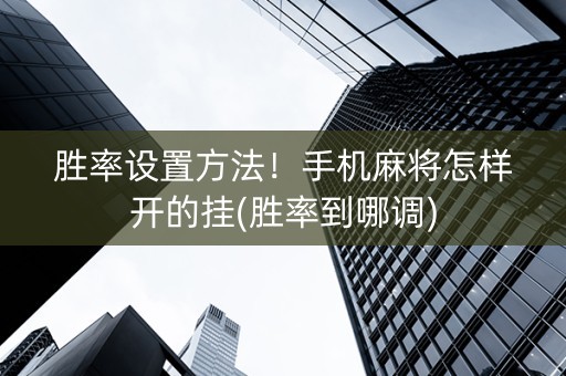 胜率设置方法！手机麻将怎样开的挂(胜率到哪调)