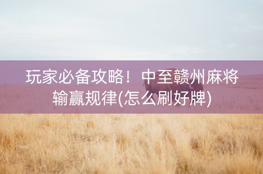 玩家必备攻略！中至赣州麻将输赢规律(怎么刷好牌)