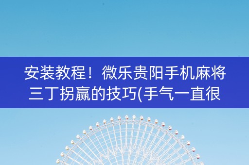 安装教程！微乐贵阳手机麻将三丁拐赢的技巧(手气一直很差)