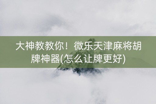 大神教教你！微乐天津麻将胡牌神器(怎么让牌更好)