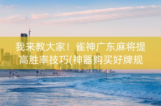 我来教大家！雀神广东麻将提高胜率技巧(神器购买好牌规律)